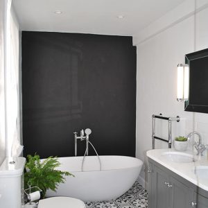 White and black floor tiles