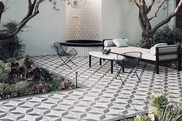 patterned tiles, outdoors