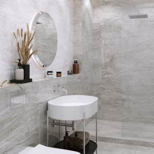 Marmo Milano Grey Polished Tiles on the walls of a bathroom