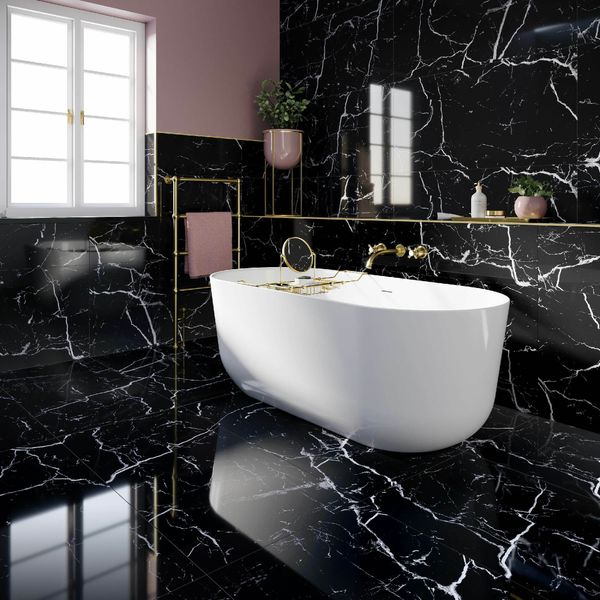 Genova Black Polished Marble Effect 600x1200